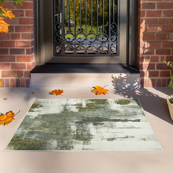 Dwelke Washable Area Rugs Non-Slip Modern Abstract Soft for Living Room Entryway Bedroom,Green 2x3ft