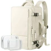 Dwelke Women's Waterproof Tavel Backpack with Toilet Bag, Beige