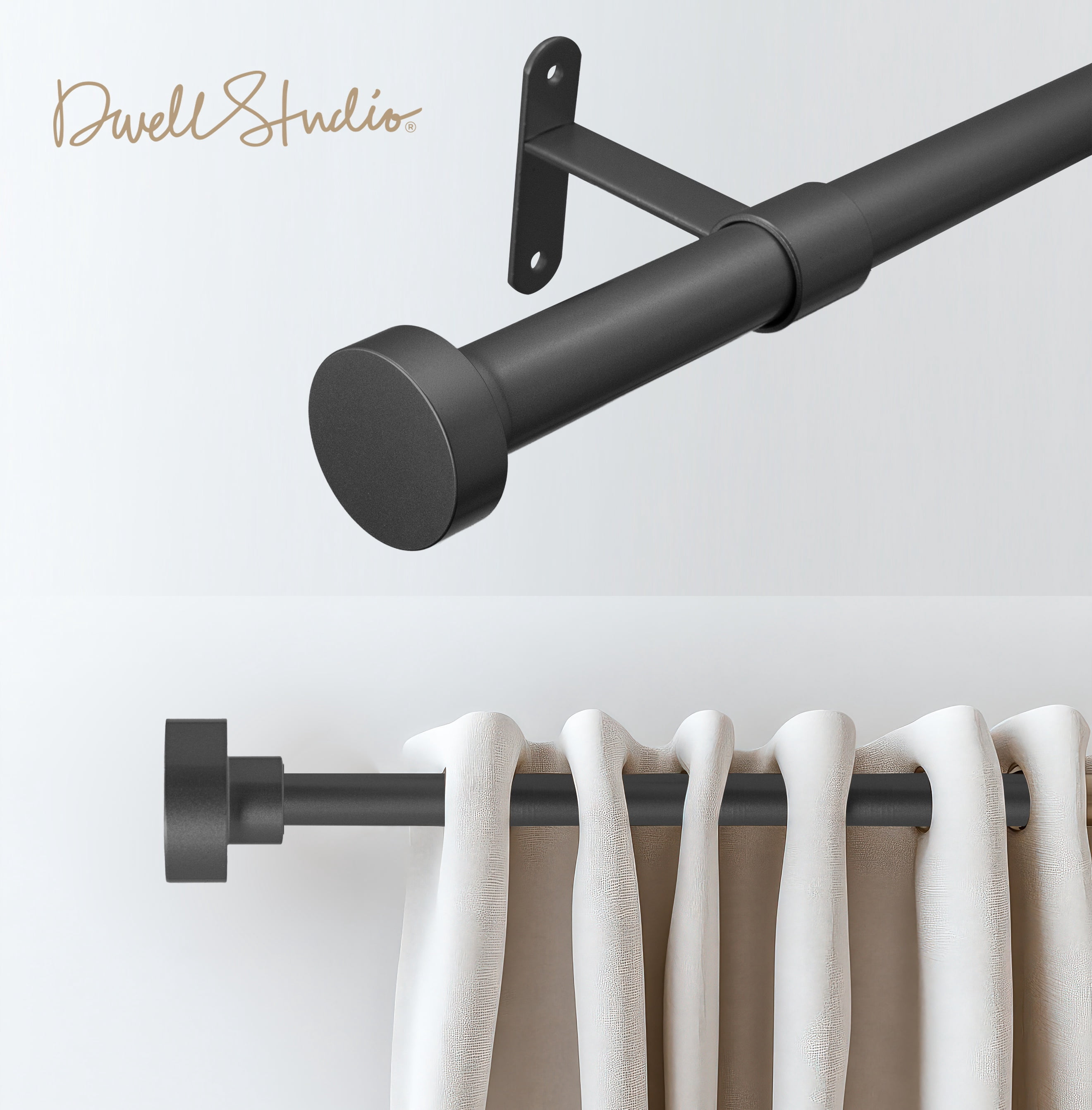 Dwell Studio 3/4" Customizable Curtain Rod Kit, 20-120", Matte Black