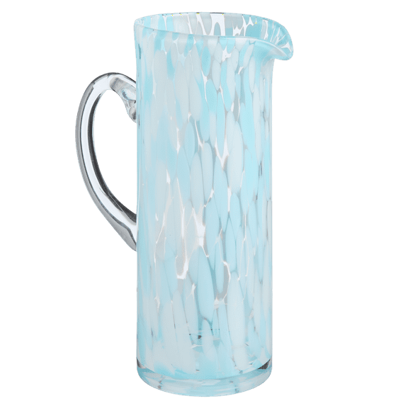 Dwell Studio Speckle Straight Glass Pitcher (Blue & White)