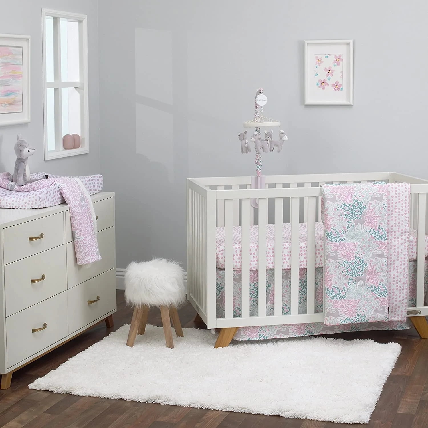 Dwell Studio Sweet Fawn Deer Forest 3 Piece Crib Bedding Set