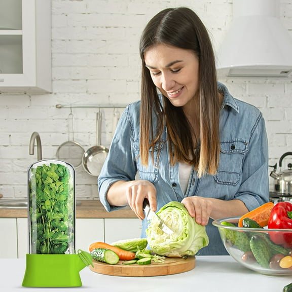 DwellJoy Airtight Herb Keeper for Refrigerator - Freshness Extender with Water Tank, Leak-Proof Container for Cilantro, Parsley & Coriander, Keeps Herbs Fresh 3 Weeks, Kitchen & Travel Must-Have