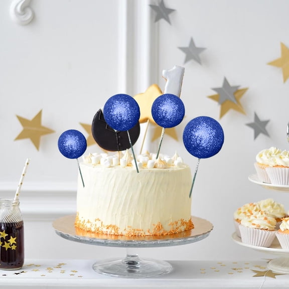 DwellJoy Glitter & Frosted Cake Decor Balls, 20-Piece Assorted Sizes Foam Topper Set for Birthday Wedding Party Dessert Display Stand Decorations