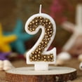 thumbnail image 1 of DwellJoy Gold Macaron Pearl Number Birthday Candles for Cake Decorations, Elegant Gold Plated Wax Candles with Beads, Safe Long Burning Party Supplies for Kids Adults Celebrations, 1 of 6