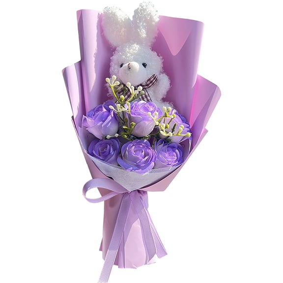 DwellJoy Handmade Crochet Sunflower Rose Bouquet - Realistic Artificial Flowers for Wedding Home Decor DIY Gift