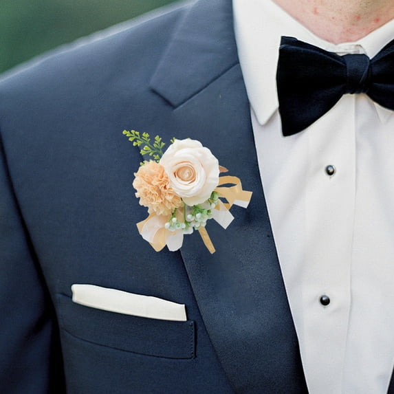 DwellJoy Handmade Wedding Corsage Boutonniere Set - Elegant Artificial Flower Pins for Brides, Grooms, Bridesmaids, Prom, Parties & Special Events