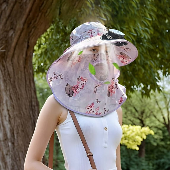 DwellJoy Solar Powered Cooling Fan Hat - USB Rechargeable Wide Brim Sun Hat for Fishing, Camping & Outdoor Activities, Adjustable Lightweight Mesh Design with Dual Charging (Solar/USB), 10H Runtime