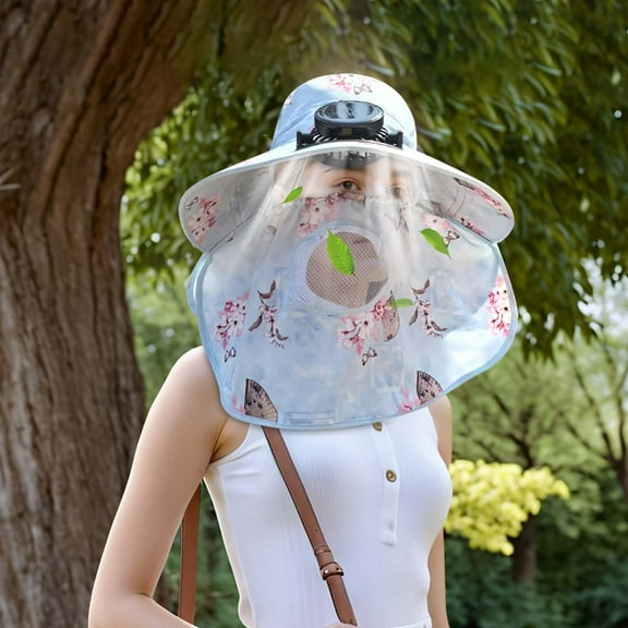 DwellJoy Solar Powered Cooling Fan Hat - USB Rechargeable Wide Brim Sun Hat for Fishing, Camping & Outdoor Activities, Adjustable Lightweight Mesh Design with Dual Charging (Solar/USB), 10H Runtime