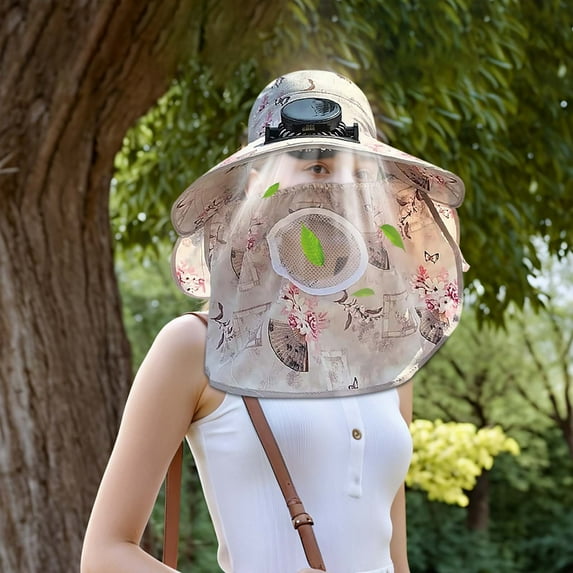 DwellJoy Solar Powered Cooling Fan Hat - USB Rechargeable Wide Brim Sun Hat for Fishing, Camping & Outdoor Activities, Adjustable Lightweight Mesh Design with Dual Charging (Solar/USB), 10H Runtime