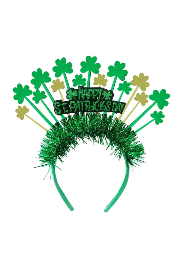 St. Patrick's Day Headband with Shamrocks, Irish Party Hair Accessory for Adults & Kids, Green Festival Parade Costume Props