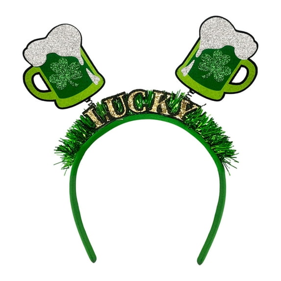 DwellJoy St. Patrick's Day Headband with Shamrocks, Irish Party Hair Accessory for Adults & Kids, Green Festival Parade Costume Props
