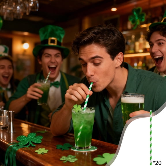 DwellJoy St. Patrick's Day Party Supplies - 20 Pcs Disposable Paper Plates, Cups & Napkins Set, Shamrock Clover Themed Decorations for St. Paddy's Day Party, Birthday, Wedding