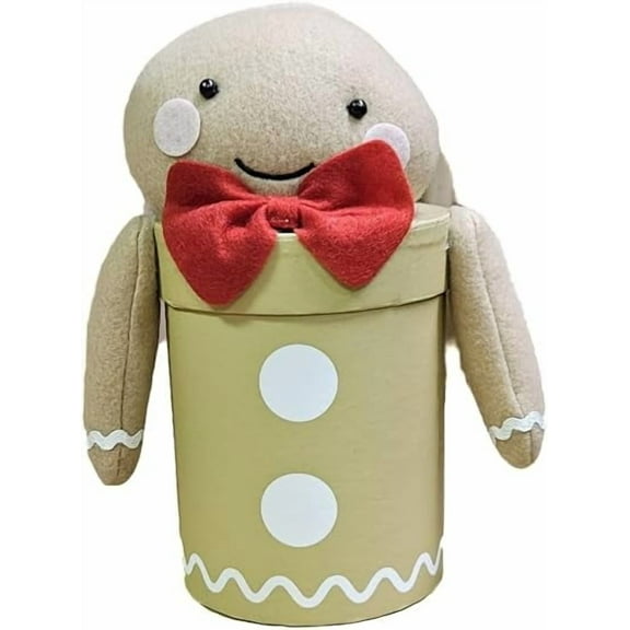 Dwellacy Gift Boxes Gingerbread Man Plush With Lid Fillable For Kids Presents 11 Inch