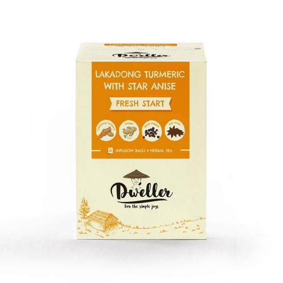 Dweller Lakadong Turmeric with Star Anise, Caffeine-Free Herbal Tea Bags, 18 Count