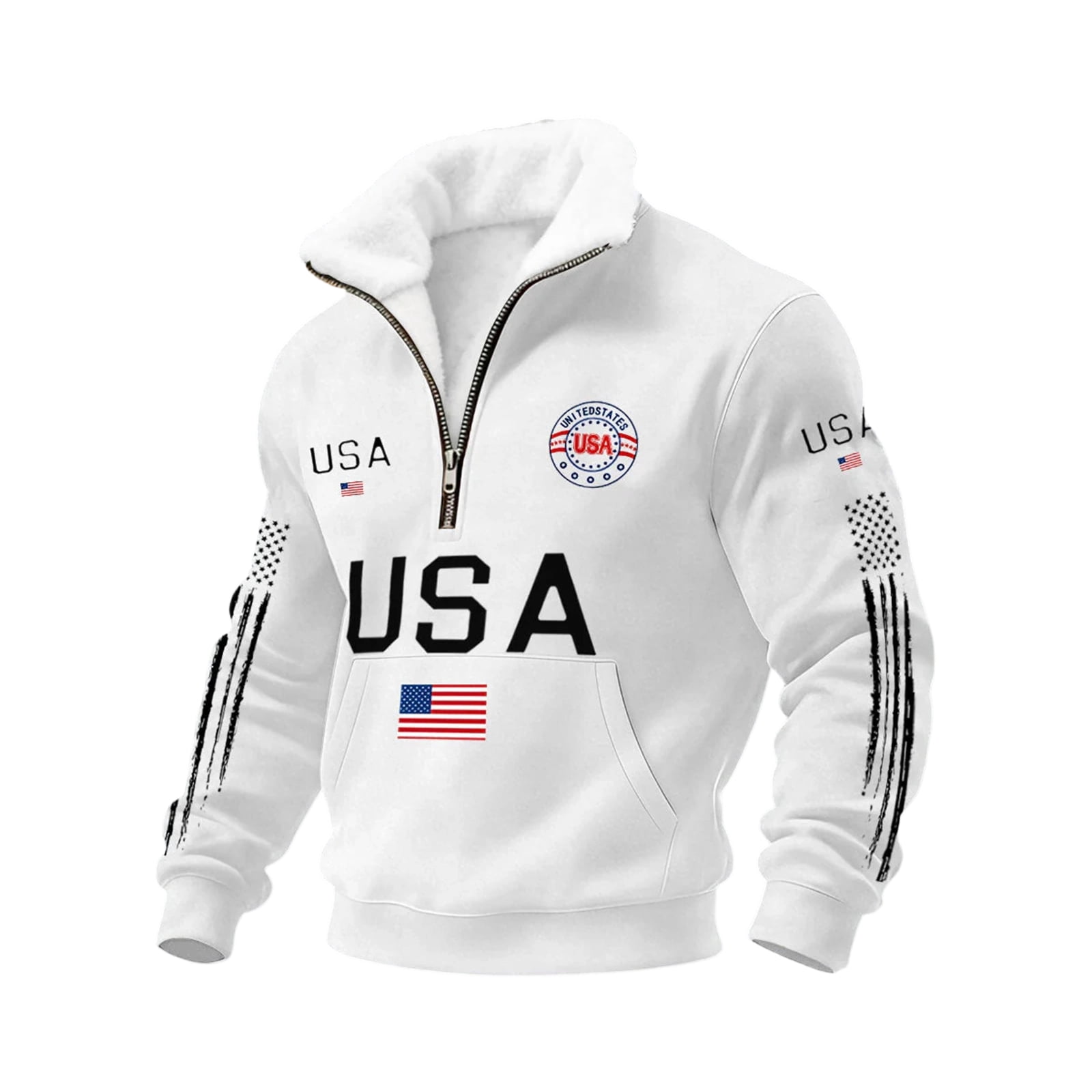 Dwelliawo 1/4 Zip Men's Usa Flag Waffle Sweatshirts 2026 Usa Flag ...