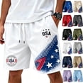 thumbnail image 1 of Dwelliawo 250 Anniversary Usa Mens Shorts Patriotic 250 anniversary usa flag White Shorts Men Drawstring Loose Fit Lightweight Elastic Waist Mens Vacation Shorts With Pockets White 4XL, 1 of 6