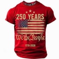 thumbnail image 1 of Dwelliawo 250 Anniversary Usa Shirt Men Crewneck Short Sleeve Tops Usa American Flag Print Casual T Shirt Plus Size Fabric T-Shirt Red L, 1 of 3