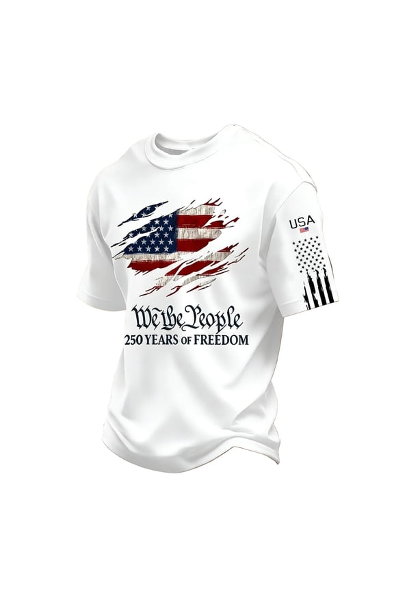 250 Anniversary Usa Shirt for Men 250 Years Birthday Patriotic American Flag Tees Patriotic Freedom 4th Of July Shirts White 2XL