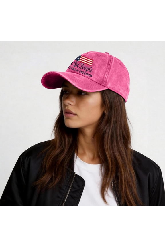 250 Years of Freedom Hat 250 Years Anniversary 2026 4th of July Patriotic Golf Hats Retro Dad Baseball Caps Hot Pink