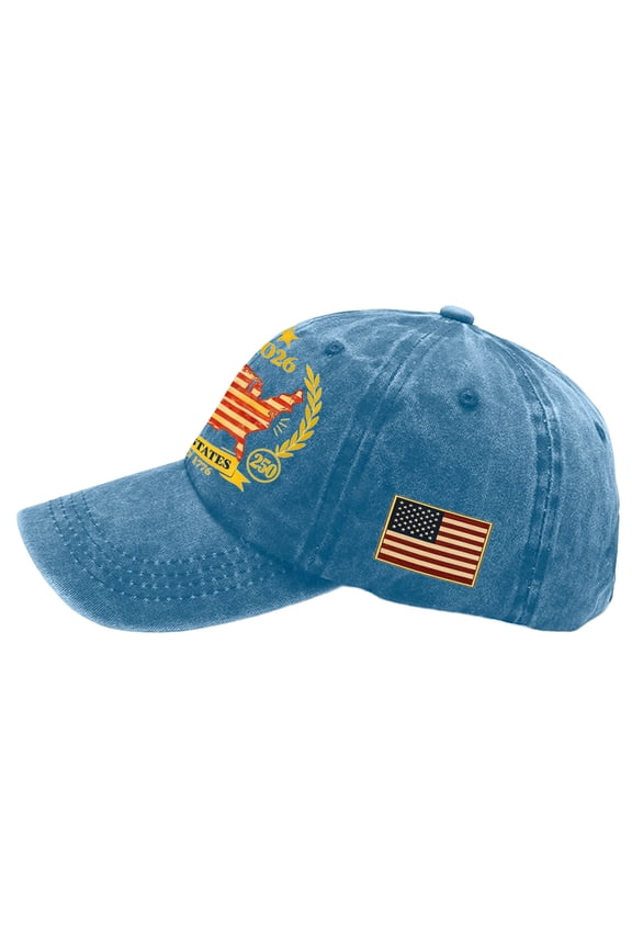 250 Years of Freedom Hat 250 Years Anniversary 2026 4th of July Patriotic Golf Hats Retro Dad Baseball Caps Light Blue