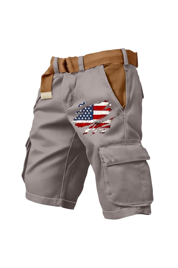 250 Anniversary Usa Men's Stretch Tactical Shorts Water Resistant Ripstop Cargo Shorts Outdoor Lightweight EDC Work Hiking Shorts Light Gray XL