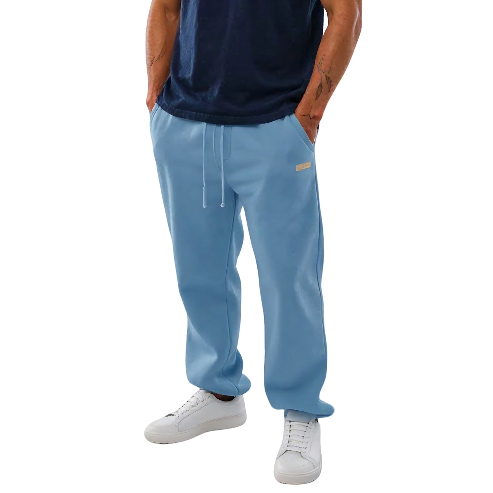 Dwelliawo Baggy Sweatpants for Men Open Bottom Wide Leg Gym Pants ...