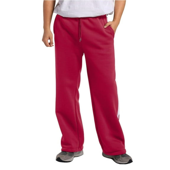 Dwelliawo Baggy Sweatpants for Men Open Bottom Wide Leg Gym Pant Athletic Fleece Casual Sweatpant with Pocket Winter Lightweight Pants Hot Pink S
