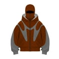 thumbnail image 1 of Dwelliawo Balaclava Jacket for Men Warm Face Hip Hop Double Layered Hoodies with Eye Mask Built In Fashion Zip Up Y2k Sweatshirts Saffron XL, 1 of 4