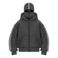 thumbnail image 1 of Dwelliawo Balaclava Jacket for Men Warm Face Hip Hop Double Layered Hoodies with Eye Mask Built In Y2k Zip Up Fashion Sweatshirts Dark Gray 2XL, 1 of 2