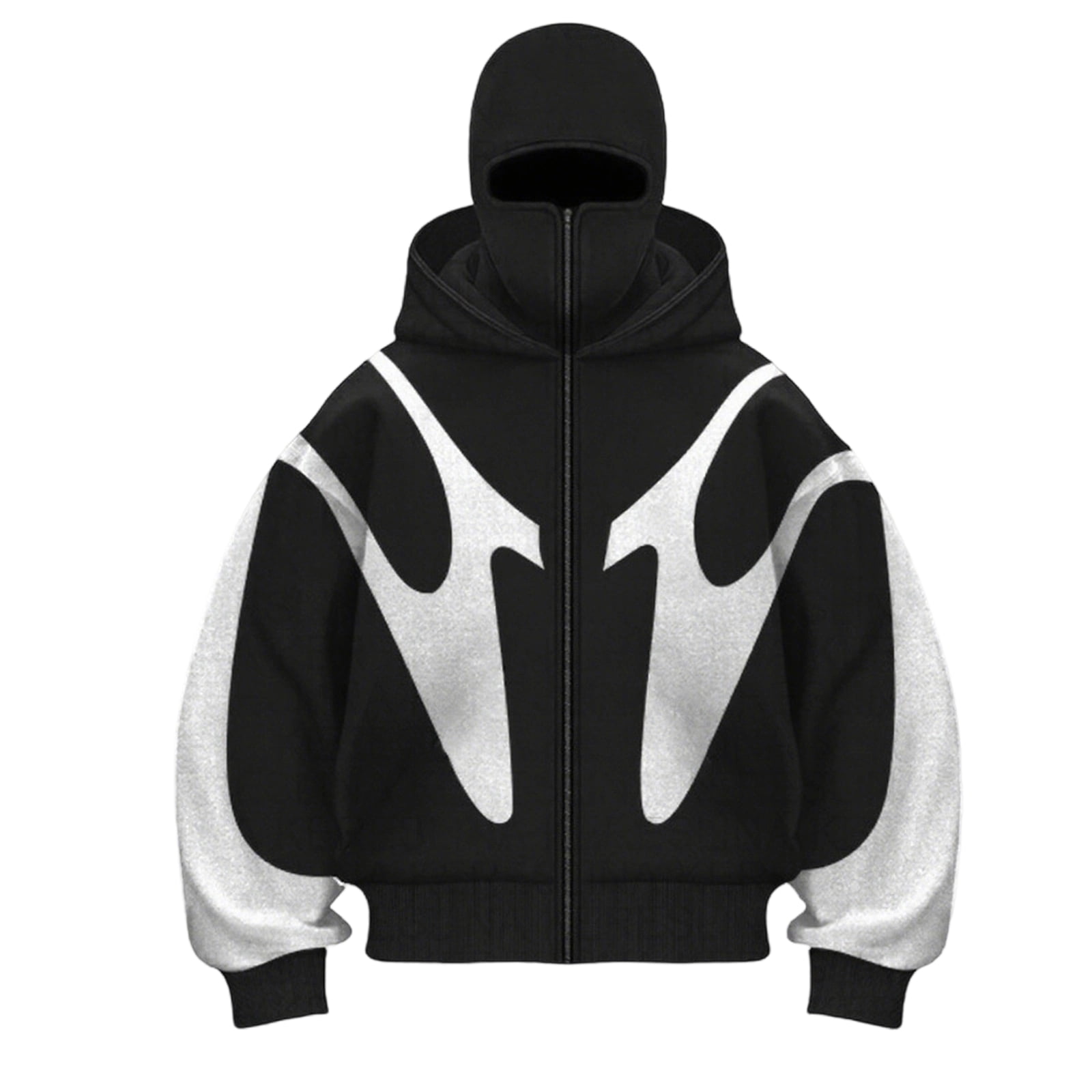 Dwelliawo Balaclava Hoodie for Men Warm Face Y2k Double Layered