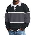 thumbnail image 1 of Dwelliawo Big and Tall Polo Shirts for Men Long Sleeve Workout Color Block Waffle Shirts with Collar Comfort Big and Tall Tops Casual Button Up Henley Shirt Dark Gray 4XL, 1 of 5