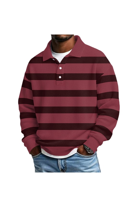 Big and Tall Polo Shirts for Men Long Sleeve Workout Colorful Waffle Shirts with Collar Big and Tall Heavyweight Tshirts Casual Quarter Button Henley Shirt Wine 5XL