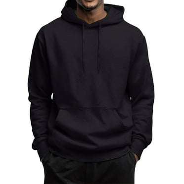 Dwelliawo Black Men's Fashion Hoodies & Sweatshirts Essentials Oversized Fleece Hoodie with Pocket Long Sleeve Hooded Sweatshirt Lightweight Hoodies Pullover L