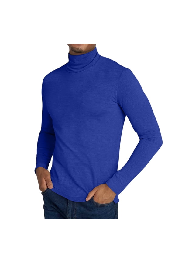 Blue Turtle Neck Shirt Men Turtleneck Shirt Long Sleeve Ribbed Sweater Pullover Casual Slim Fit Sweater Winter Pullover Sweaters Knitted Sweaters XL
