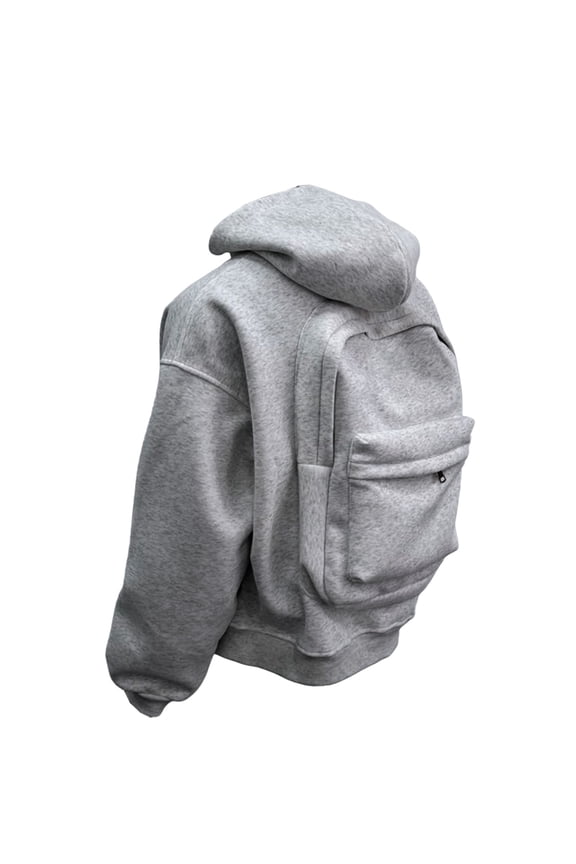 Book Bag Hoodie, Comfort Travel Backpack Hoodies with Zipper for Men Women, Creative Hooded Sweatshirts Cardigan Zipper Hoodies with Bag Gray S