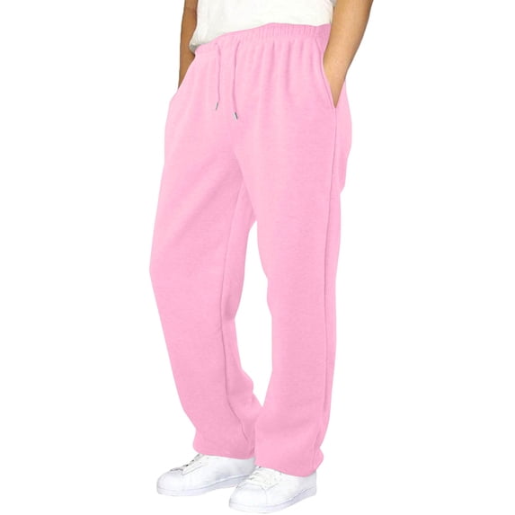 Dwelliawo Boys Baggy Sweatpants Fleece Open Bottom Sweat Pants Elastic Waist Joggers Drawstring Athletic Pants with Pockets Pink 4xL