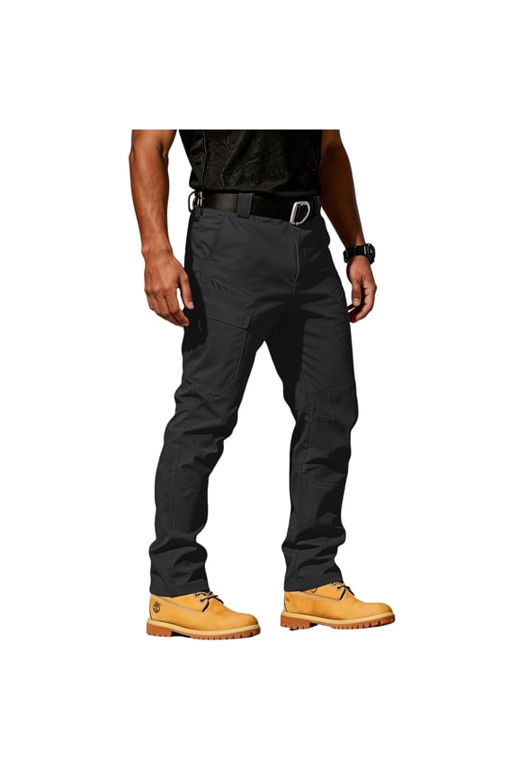 Camo Cargo Pants for Men Baggy Ripstop Waterproof Tactical Pants Flexcamo Outdoor Hunting Hiking Pants Multi Pockets Black S