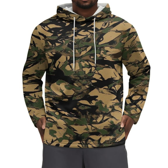 Dwelliawo Camo Hoodie for Men Fashion Fleece Long Sleeve Hoodies Pullover with Drawstring Military Hooded Sweatshirt Graphic Print Camo Trendy Hoodies Dark Green 3XL