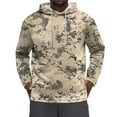 thumbnail image 1 of Dwelliawo Camo Hoodie for Men Fashion Fleece Maple Leaf Pullover with Drawstring Drop Shoulder Hooded Sweatshirts Graphic Print Camo Oversized Hoodies Beige L, 1 of 4