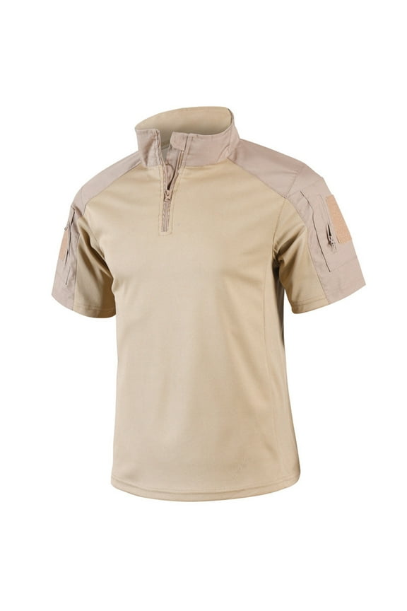 Camo T-Shirts for Men Short Sleeve Camo Printed Shirt Stretchy Quarter Zip Clothing Quick Dry Combat Military Slim Fit T Shirts Tops Complexion 3XL