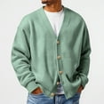 thumbnail image 1 of Dwelliawo Cardigan Men Waffle Knit V Neck Cardigan Sweater Fall Spring Casual Comfort Button Front Lightweight Sweaters Green L, 1 of 5