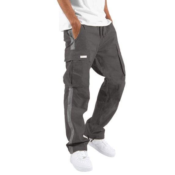 Dwelliawo Cargo Pants for Men Tactical Pants with Multiple Pockets Drawstring Outdoor Hiking Joggers Cargo Workout Trousers Dark Gray 2xL