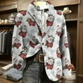 thumbnail image 1 of Dwelliawo Christmas Blazer for Men Santa Xmas Print Suit Single Breasted One Button Corduroy Jackets Holiday Party Blazers Classic Business Coat White 2XL, 1 of 5