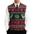 thumbnail image 1 of Dwelliawo Christmas Men's Sweater Vest Casual Knit Ribbed Pullovers Sweater Formal Sleeveless Xmas V Neck Sweaters Fashion Cable Fall Winter Vest Top Dark Green 4XL, 1 of 7