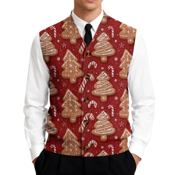 Dwelliawo Christmas Men's Sweater Vest Warm Knit Sleeveless Xmas Pullovers Sweater Business V Neck Ribbed Sweaters Fashion Cable Stretch Vest Khaki 4XL