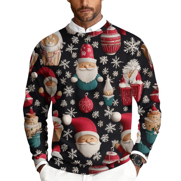 Dwelliawo Christmas Sweater Men Knitted Xmas Santa Claus Crew Neck Sweatshirt Loose Fit Casual Long Sleeve Warm Pullover Ugly Funny Holiday Sweater Cyan M