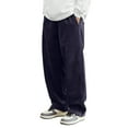 thumbnail image 1 of Dwelliawo Corduroy Pants Men Elastic Waist Drawstring Pant Straight Leg Baggy Pants Casual Loose Fit Trousers Fall Pantalones with Pockets Navy M, 1 of 3