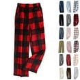 thumbnail image 1 of Dwelliawo Cute Pajama Pants Christmas Halloween Pajama Pants Buffalo Plaid Comfy Lounge Pj Pants Wide Leg Fuzzy Drawstring Sleep Bottoms Red L, 1 of 5