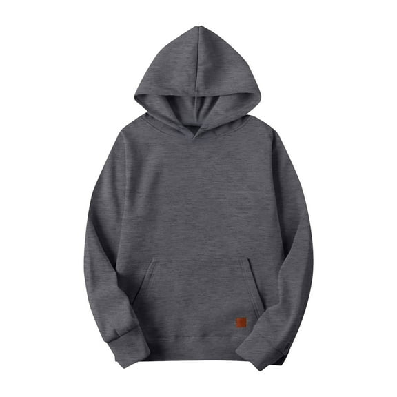 Dwelliawo Dark Gray Men's Fashion Hoodies & Sweatshirts Long Sleeve Crewneck Sweatshirts Lightweight Hoodies Pullover Essentials Fashion Fleece Hoodie with Drawstring M