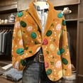 thumbnail image 1 of Dwelliawo Easter Mens Corduroy Blazer Slim Fit Graphic Printed Wear Corduroy Suit Jacket Long Sleeve Sport Coats Single Breasted Notched Lape Formal Mens Blazer Casual Formal Blazer Ginger M, 1 of 5